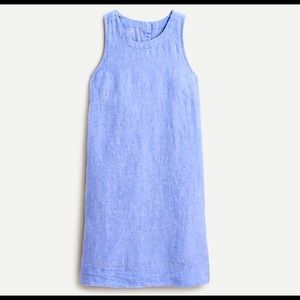 Button-back shift dress in beauchamps linen